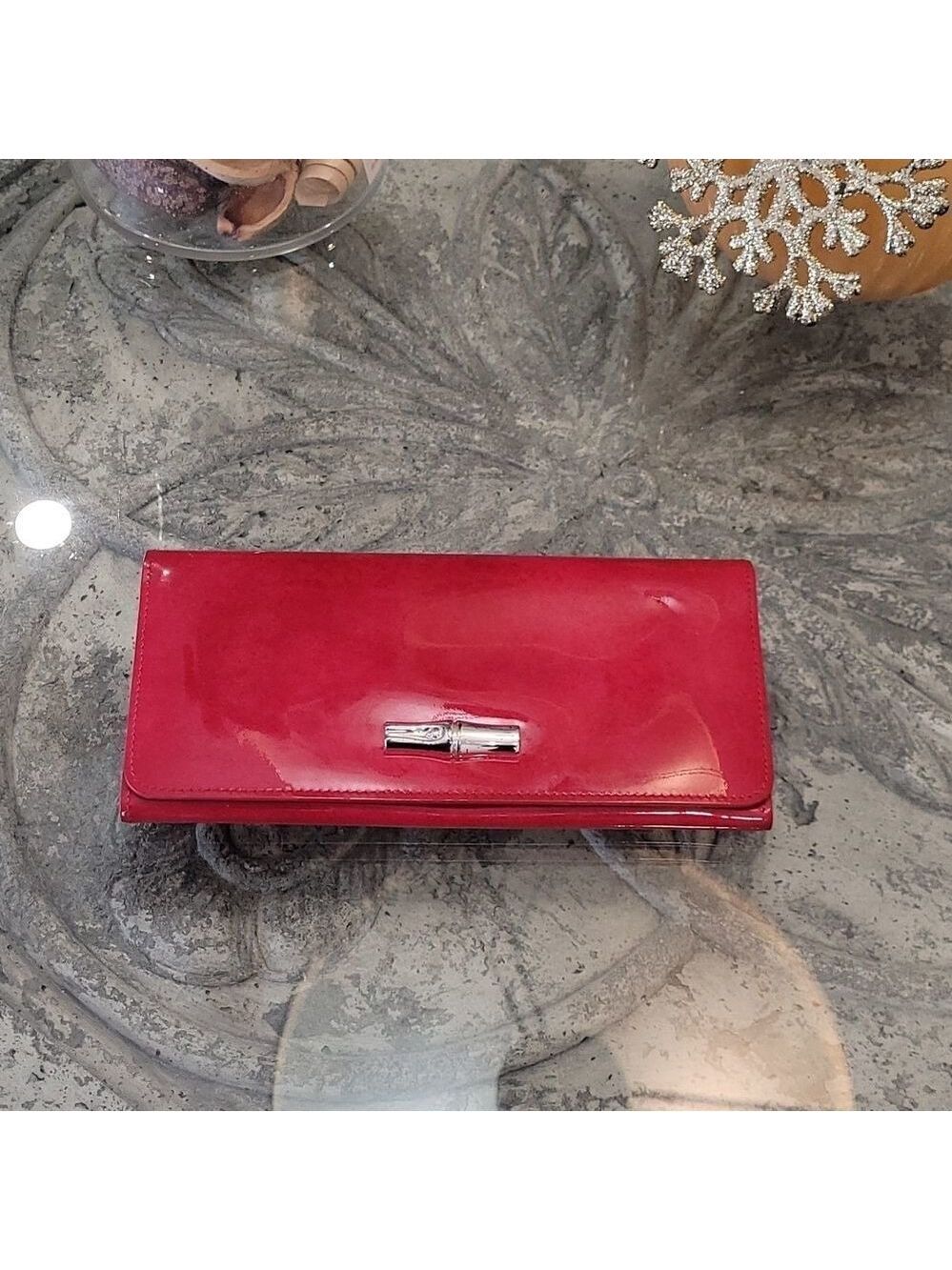 longchamp Roseau Patent Leather Long Continental Wallet